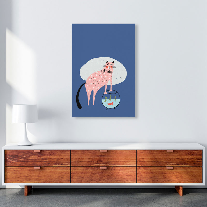 Cat and Fish Art Print by Pixy Paper A1 Canvas