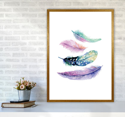 Turquoise And Purple Bird Feathers Abstract Modern Print A1 Print Only