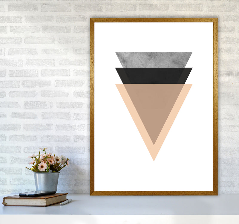 Peach And Black Abstract Triangles Modern Print A1 Print Only