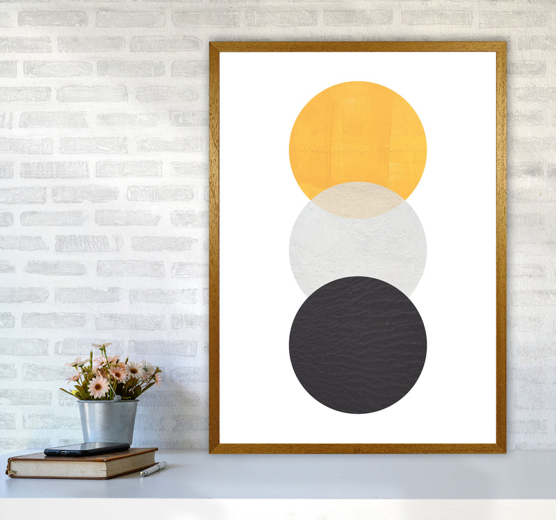 Yellow And Black Abstract Circles Modern Print A1 Print Only