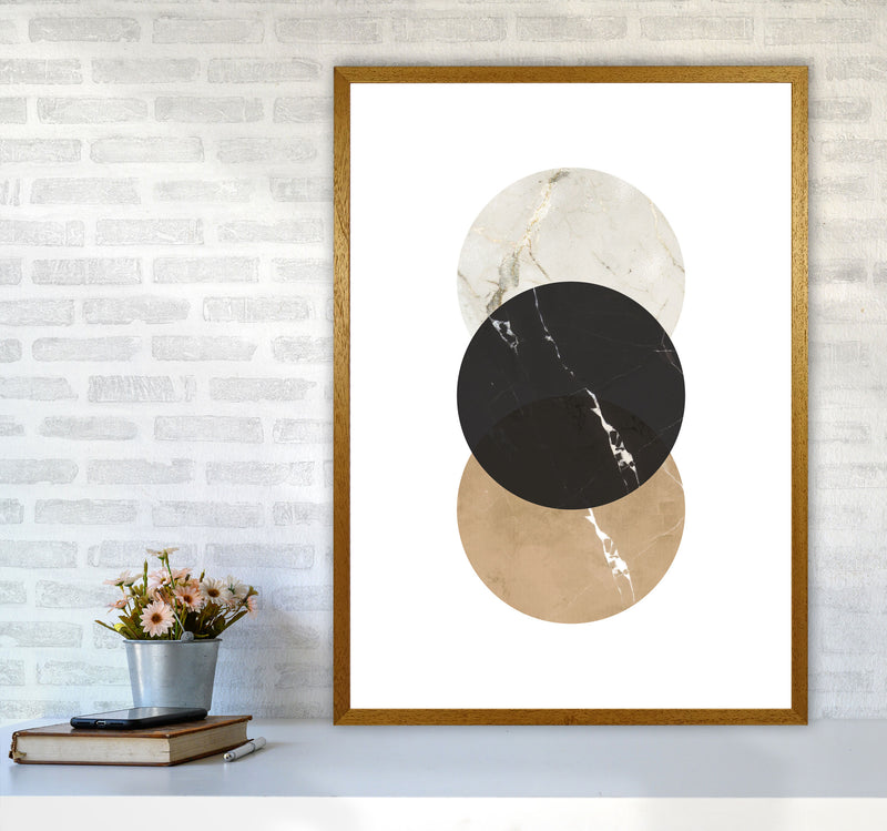 Gold, Beige And Black Marble Abstract Circles Modern Print A1 Print Only