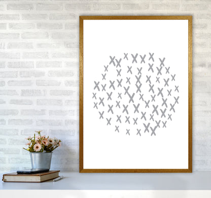 Grey Crosses Circle Abstract Modern Print A1 Print Only