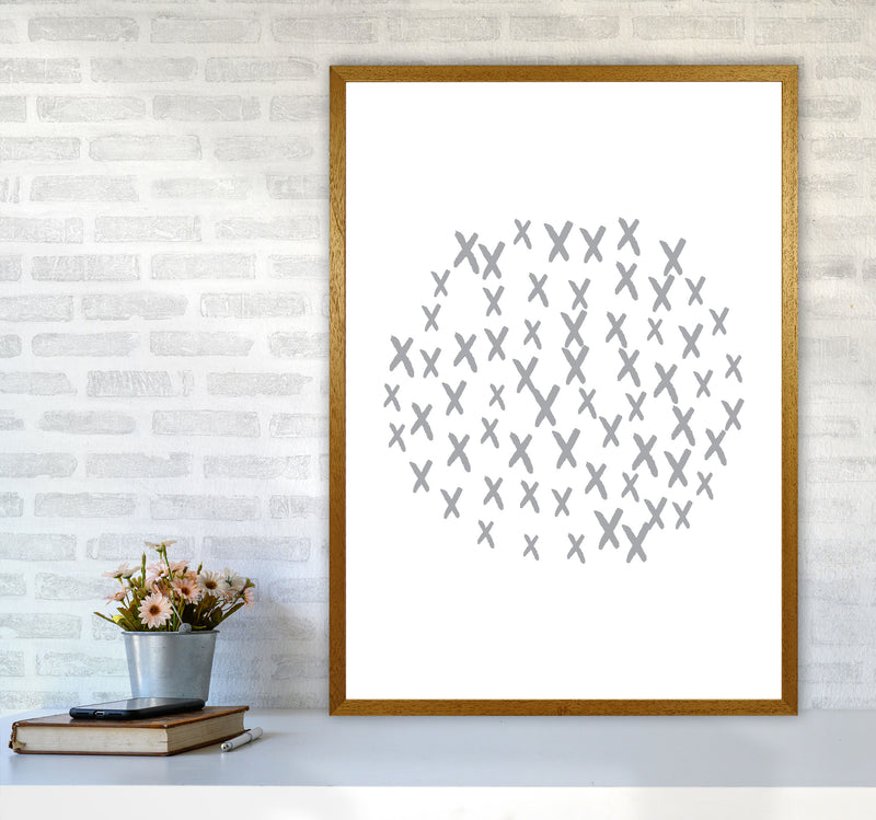 Grey Crosses Circle Abstract Modern Print A1 Print Only
