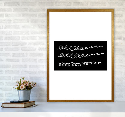 Black Rectangle Swirls Abstract Modern Print A1 Print Only