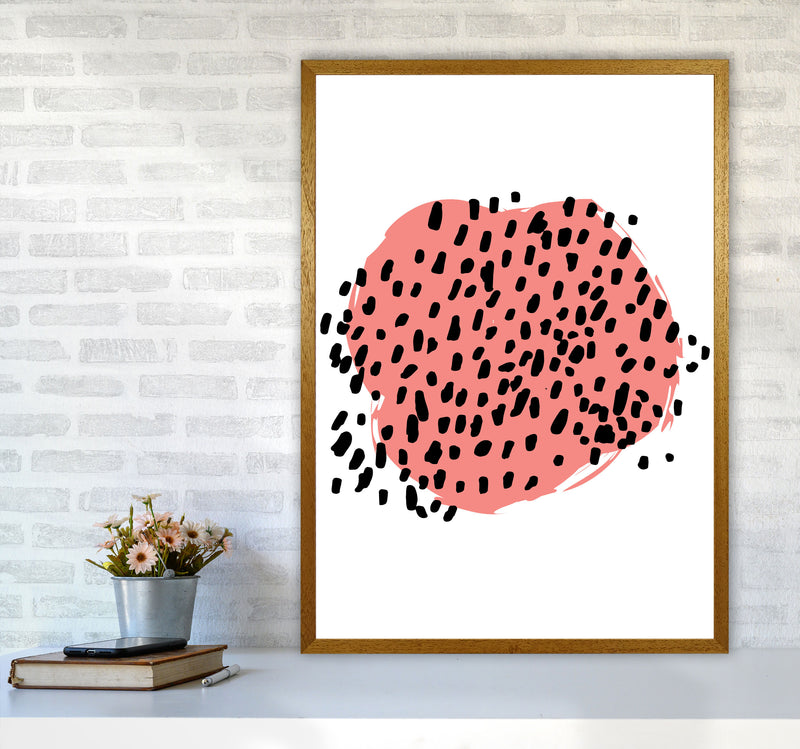 Coral Blob With Black Polka Dots Abstract Modern Print A1 Print Only