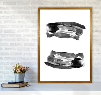 Black Abstract Paint Strokes Modern Print A1 Print Only