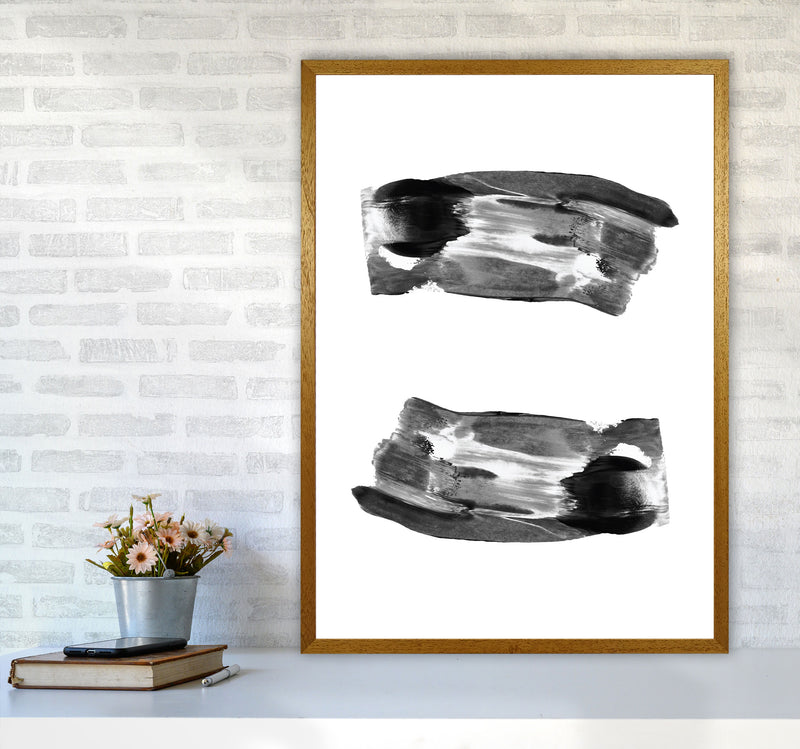 Black Abstract Paint Strokes Modern Print A1 Print Only