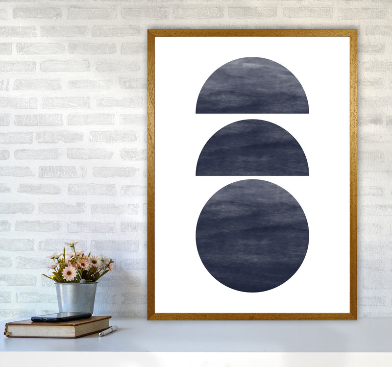 Abstract Navy Circles Modern Print A1 Print Only