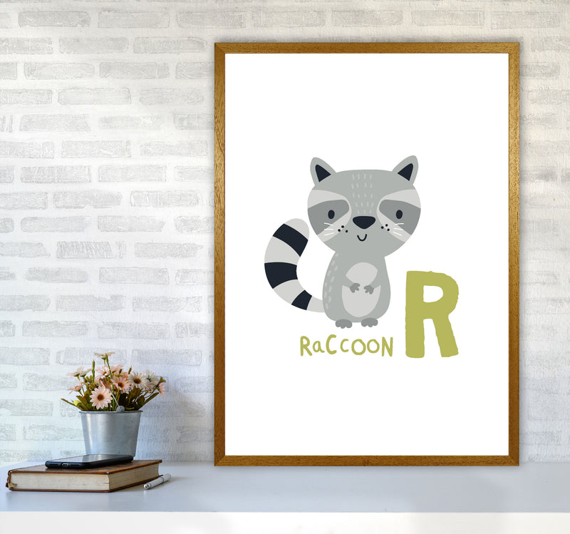 Alphabet Animals, R Is For Raccoon Framed Nursey Wall Art Print A1 Print Only