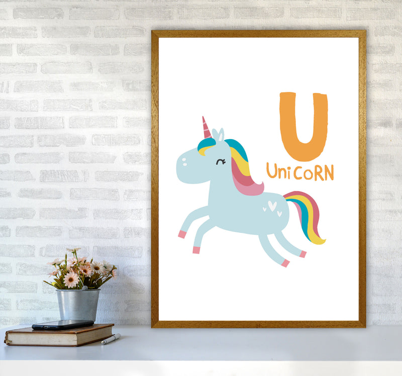 Alphabet Animals, U Is For Unicorn Framed Nursey Wall Art Print A1 Print Only