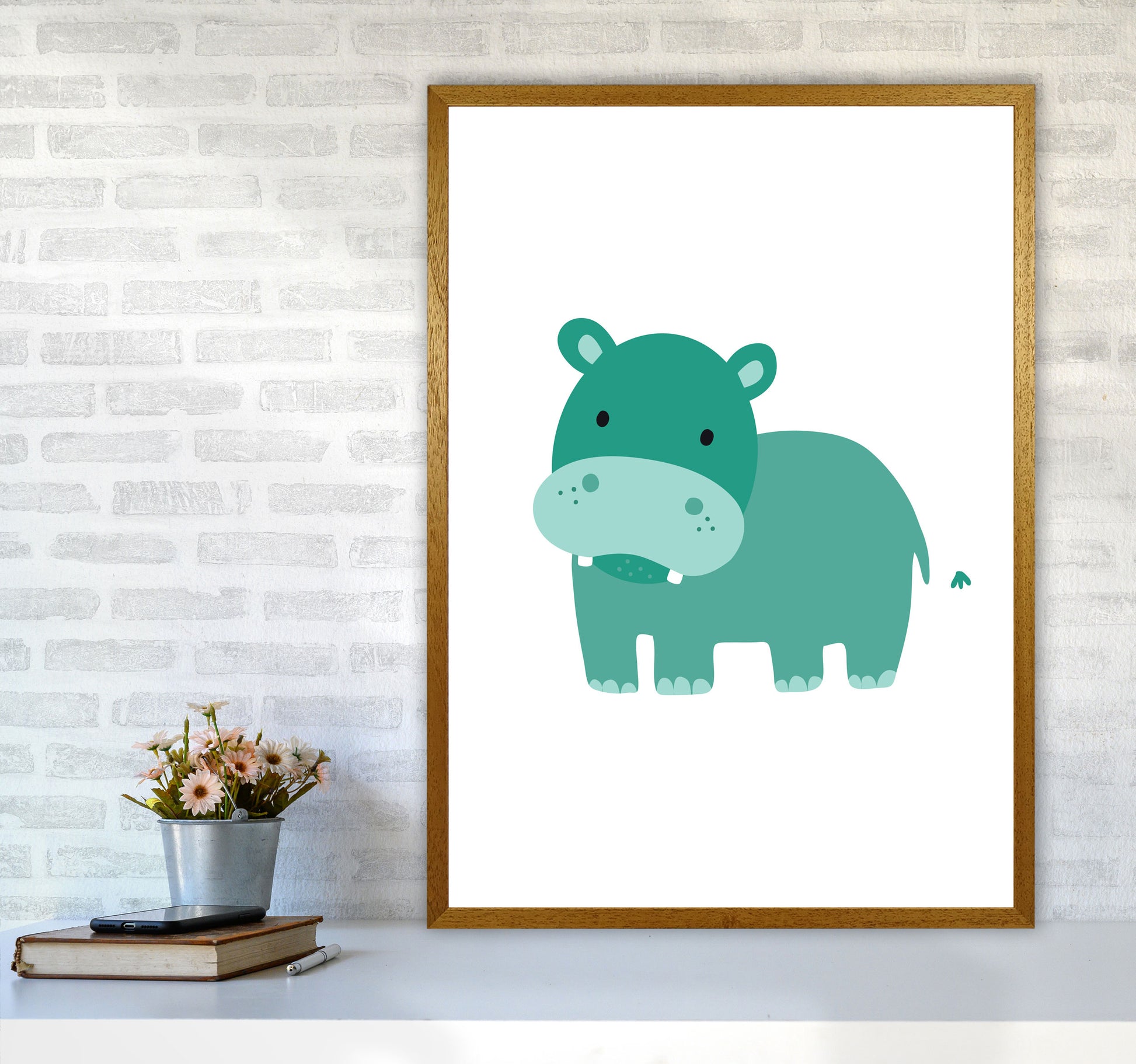 Children&#39;s Animals, Hippo Modern Print A1 Print Only