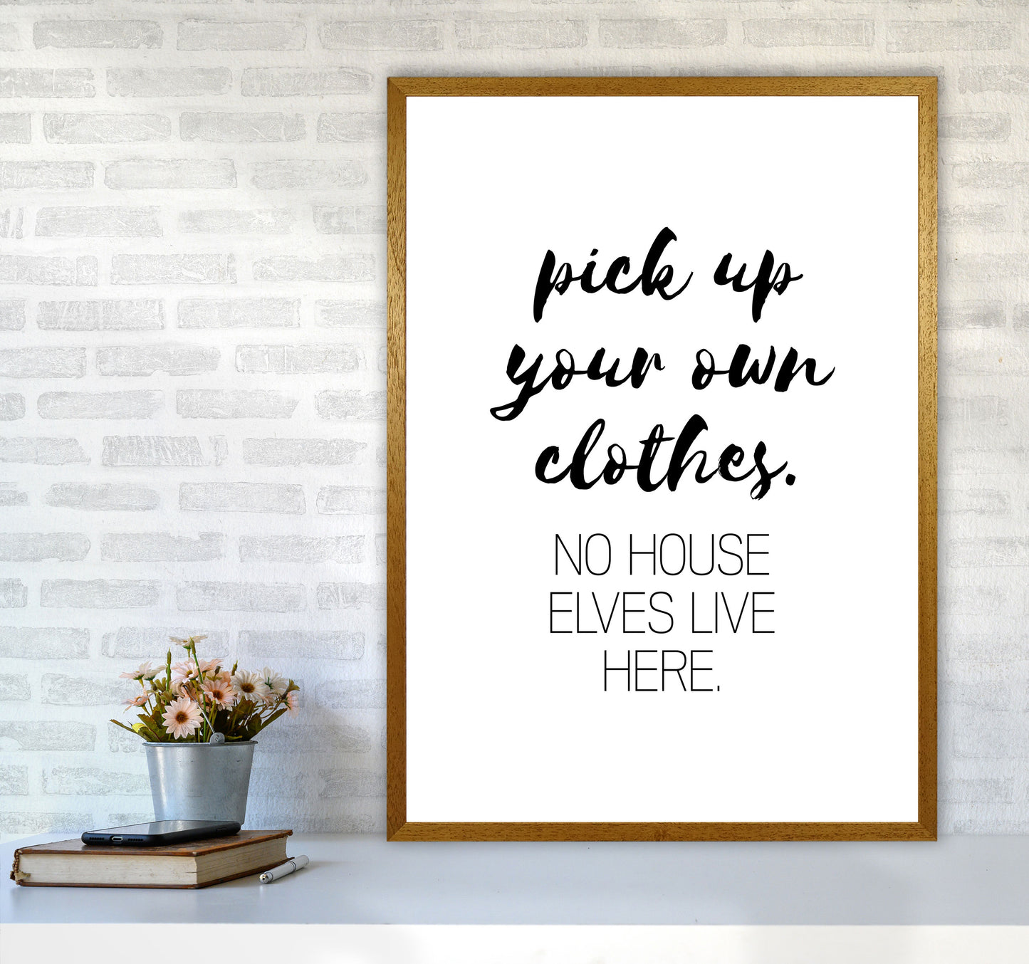 House Elves, Bathroom Framed Typography Wall Art Print A1 Print Only