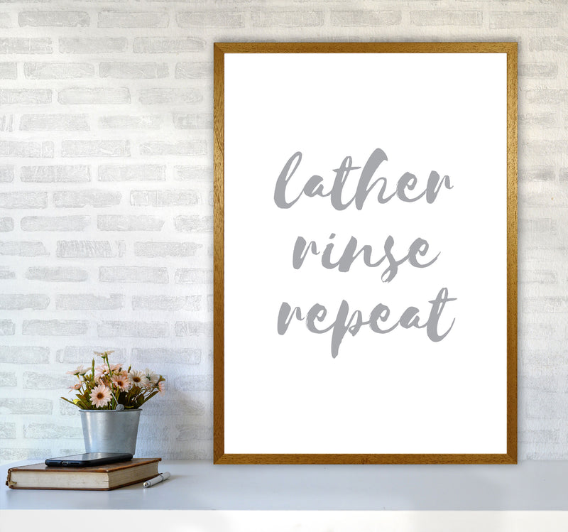 Lather Rinse Repeat Grey, Bathroom Modern Print, Framed Bathroom Wall Art A1 Print Only