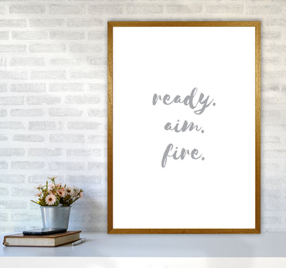 Ready Aim Fire Grey, Bathroom Modern Print, Framed Bathroom Wall Art A1 Print Only