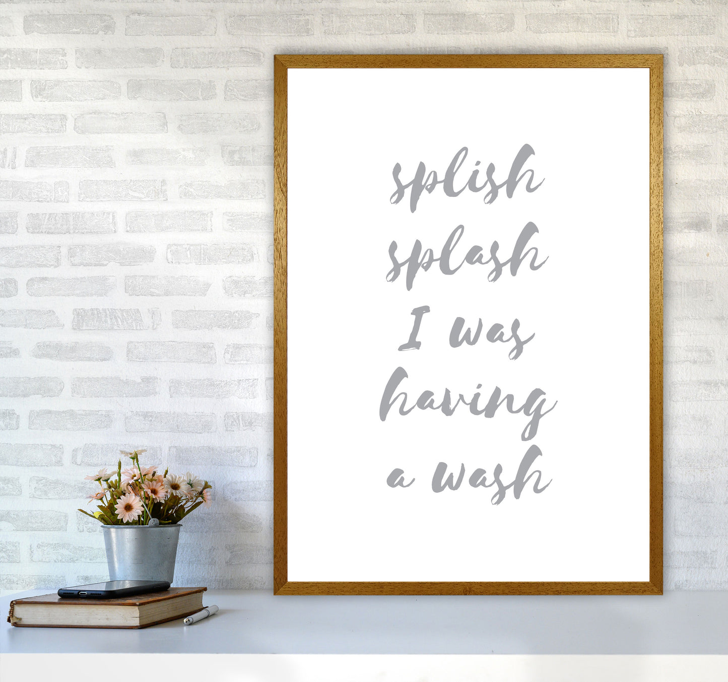Splish Splash Grey, Bathroom Modern Print, Framed Bathroom Wall Art A1 Print Only