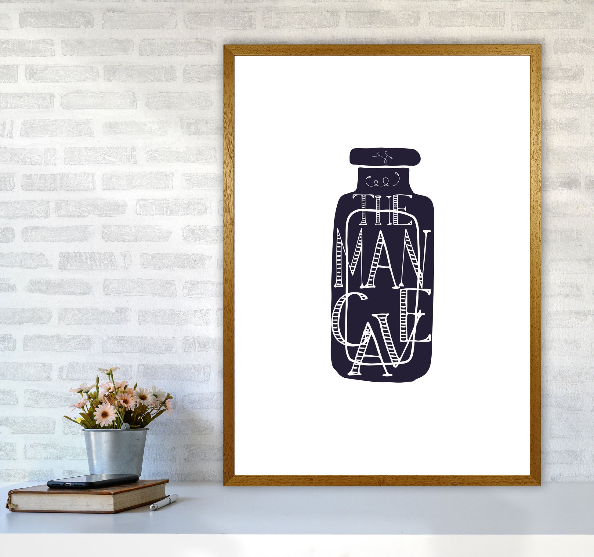 The Man Cave 3 Modern Print, Framed Bathroom Wall Art A1 Print Only