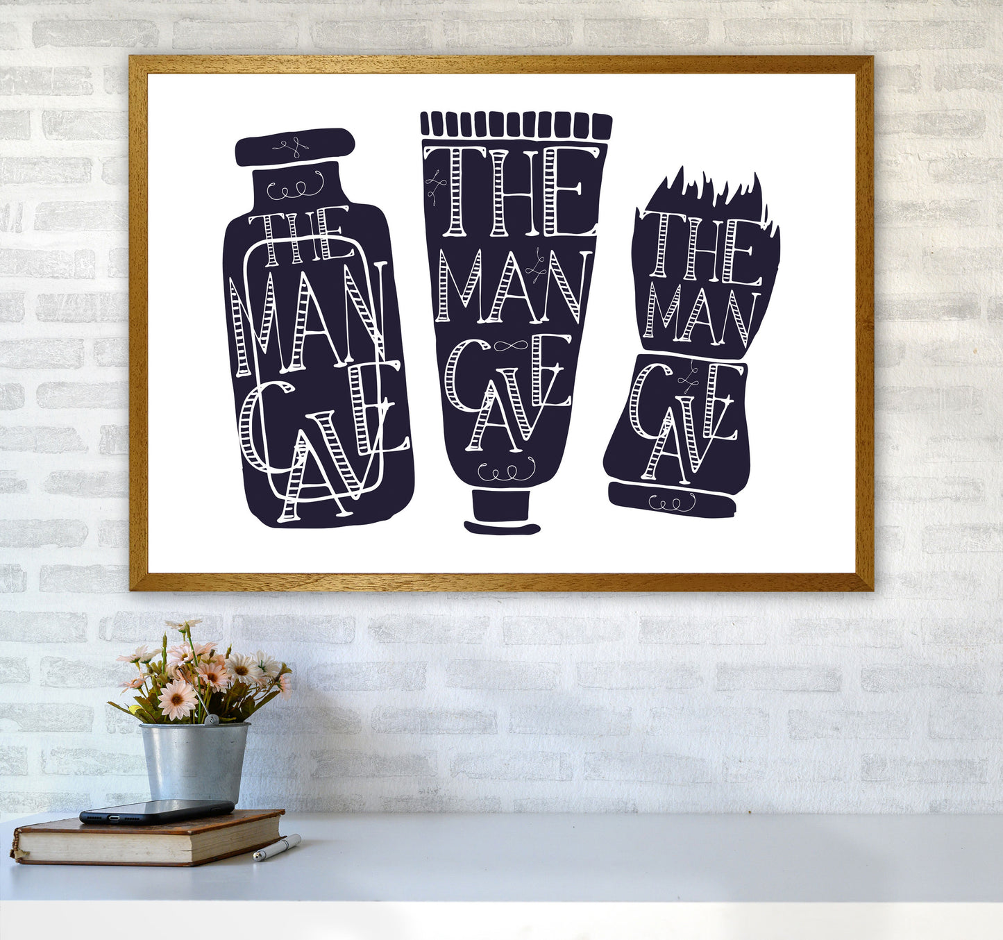 The Man Cave 4 Modern Print, Framed Bathroom Wall Art A1 Print Only