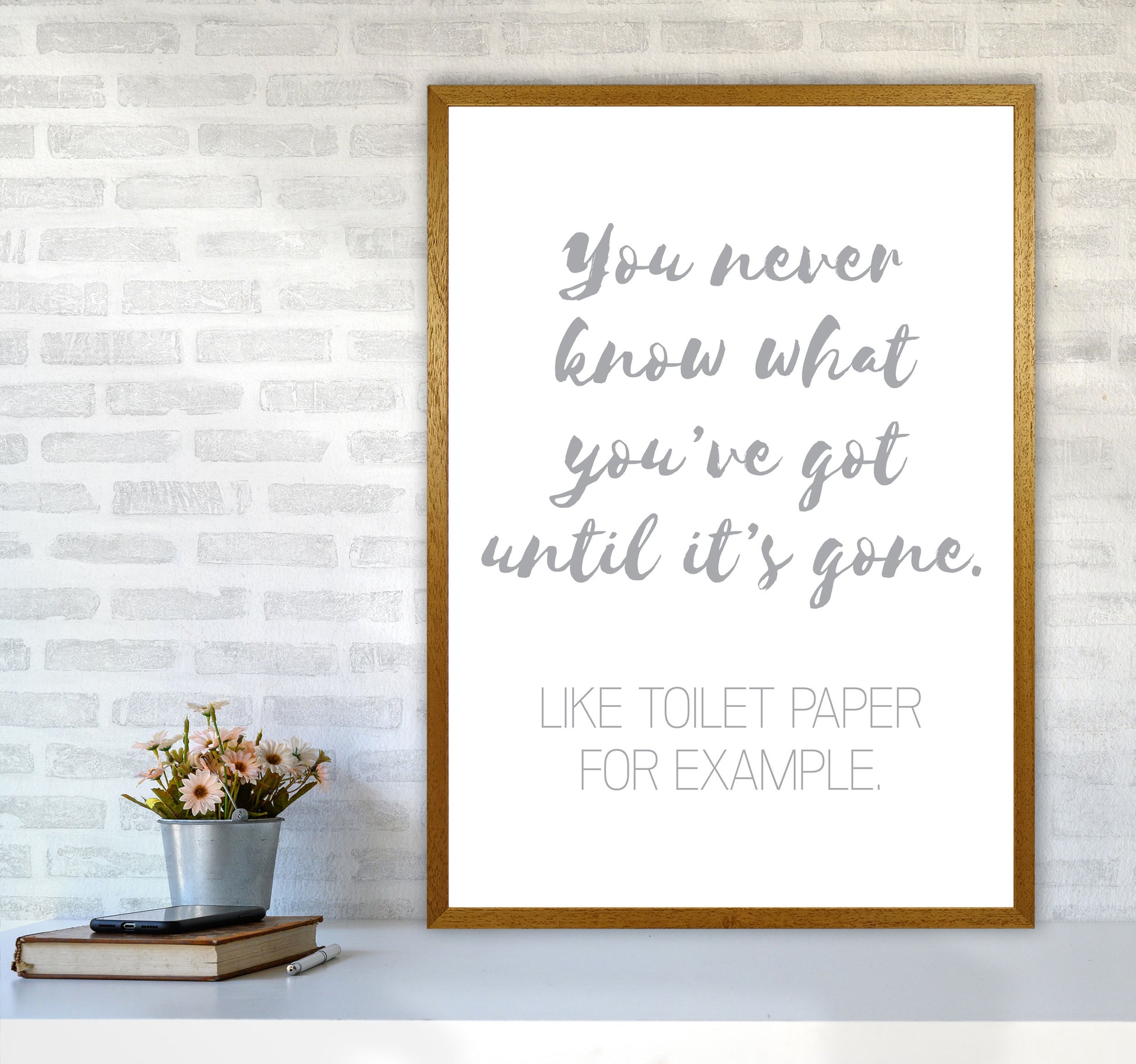 Toilet Roll Grey, Bathroom Modern Print, Framed Bathroom Wall Art A1 Print Only