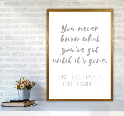 Toilet Roll Grey, Bathroom Modern Print, Framed Bathroom Wall Art A1 Print Only