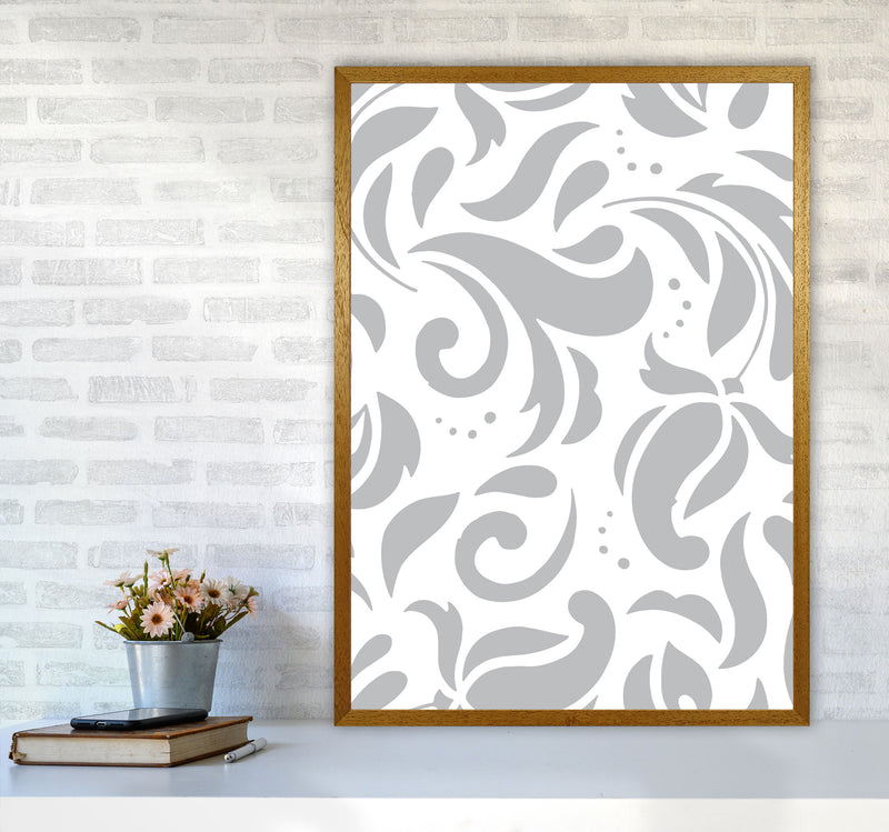 Grey Floral Pattern Modern Print A1 Print Only