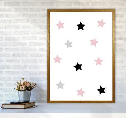 Pink Black And Grey Stars Modern Print A1 Print Only
