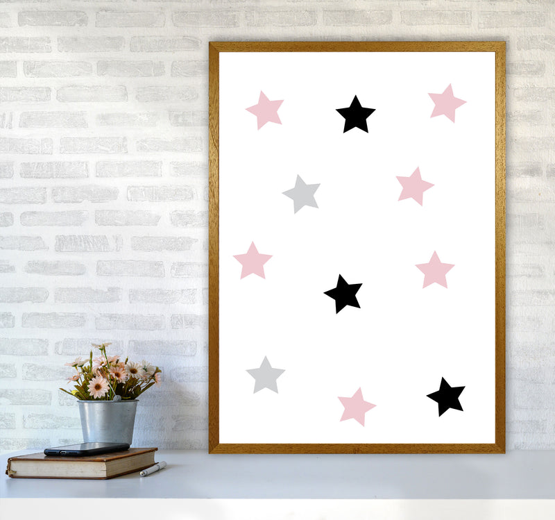 Pink Black And Grey Stars Modern Print A1 Print Only