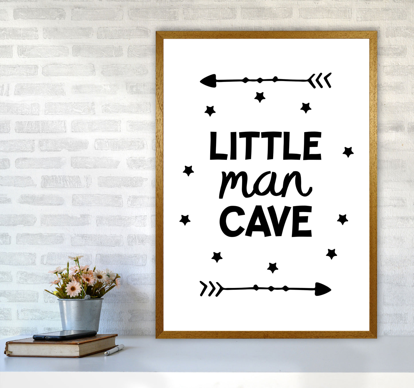 Little Man Cave Black Arrows Framed Nursey Wall Art Print A1 Print Only
