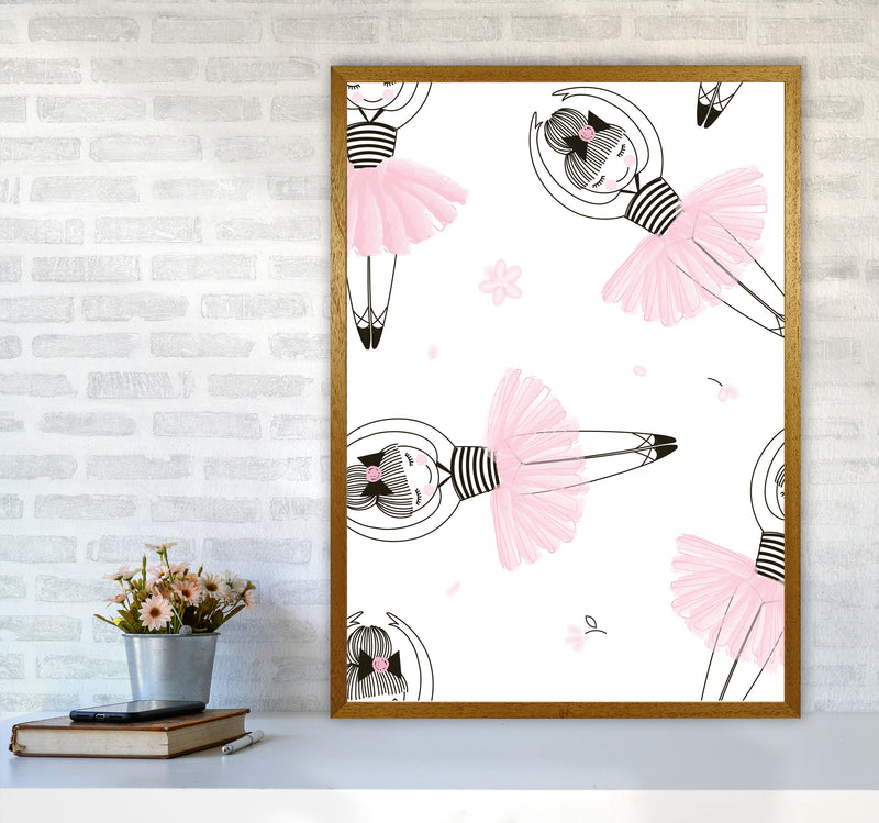 Ballerina Repeat Pattern Framed Nursey Wall Art Print A1 Print Only