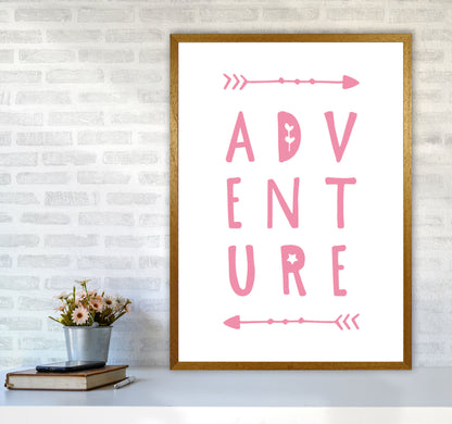 Adventure Pink Framed Typography Wall Art Print A1 Print Only