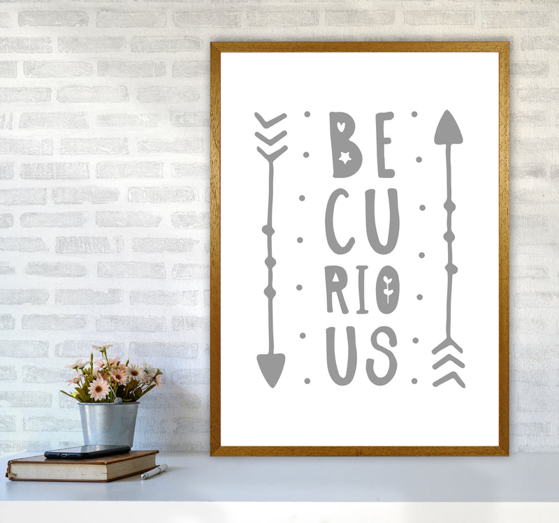 Be Curious Grey Framed Typography Wall Art Print A1 Print Only
