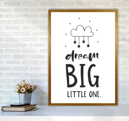 Dream Big Little One Black Framed Nursey Wall Art Print A1 Print Only