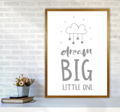 Dream Big Little One Grey Framed Nursey Wall Art Print A1 Print Only