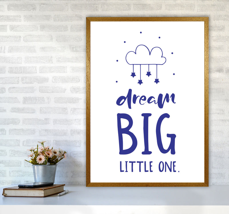 Dream Big Little One Navy Framed Nursey Wall Art Print A1 Print Only