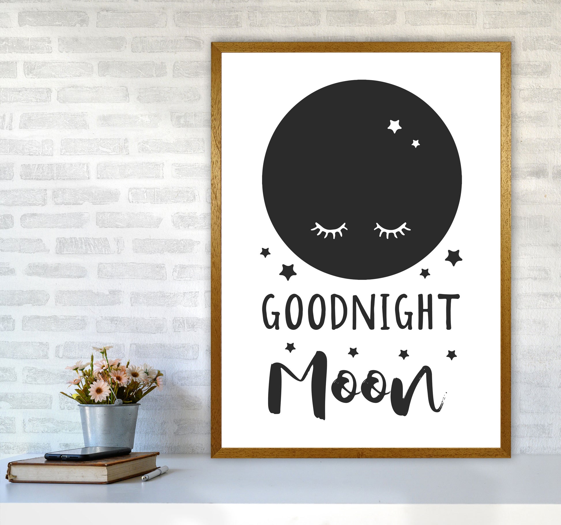 Goodnight Moon Black Framed Nursey Wall Art Print A1 Print Only