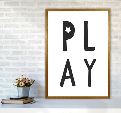 Play Black Framed Typography Wall Art Print A1 Print Only