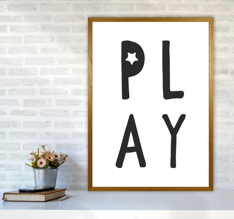 Play Black Framed Typography Wall Art Print A1 Print Only