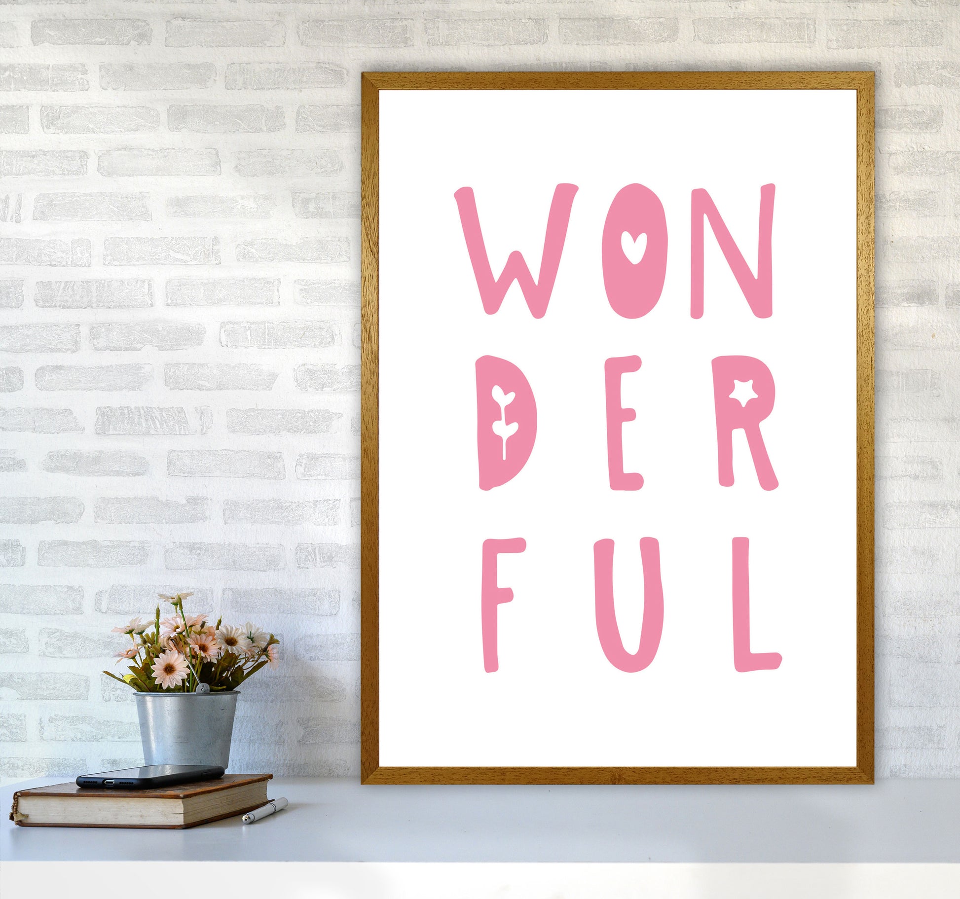 Wonderful Pink Framed Nursey Wall Art Print A1 Print Only