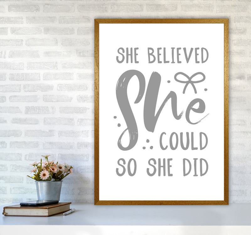 She Believed She Could So She Did Grey Modern Print A1 Print Only