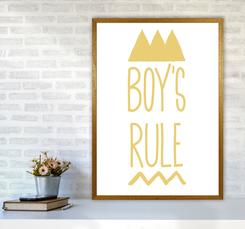 Boys Rule Gold Framed Nursey Wall Art Print A1 Print Only
