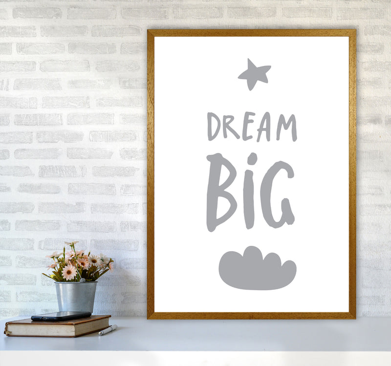 Dream Big Grey Framed Typography Wall Art Print A1 Print Only