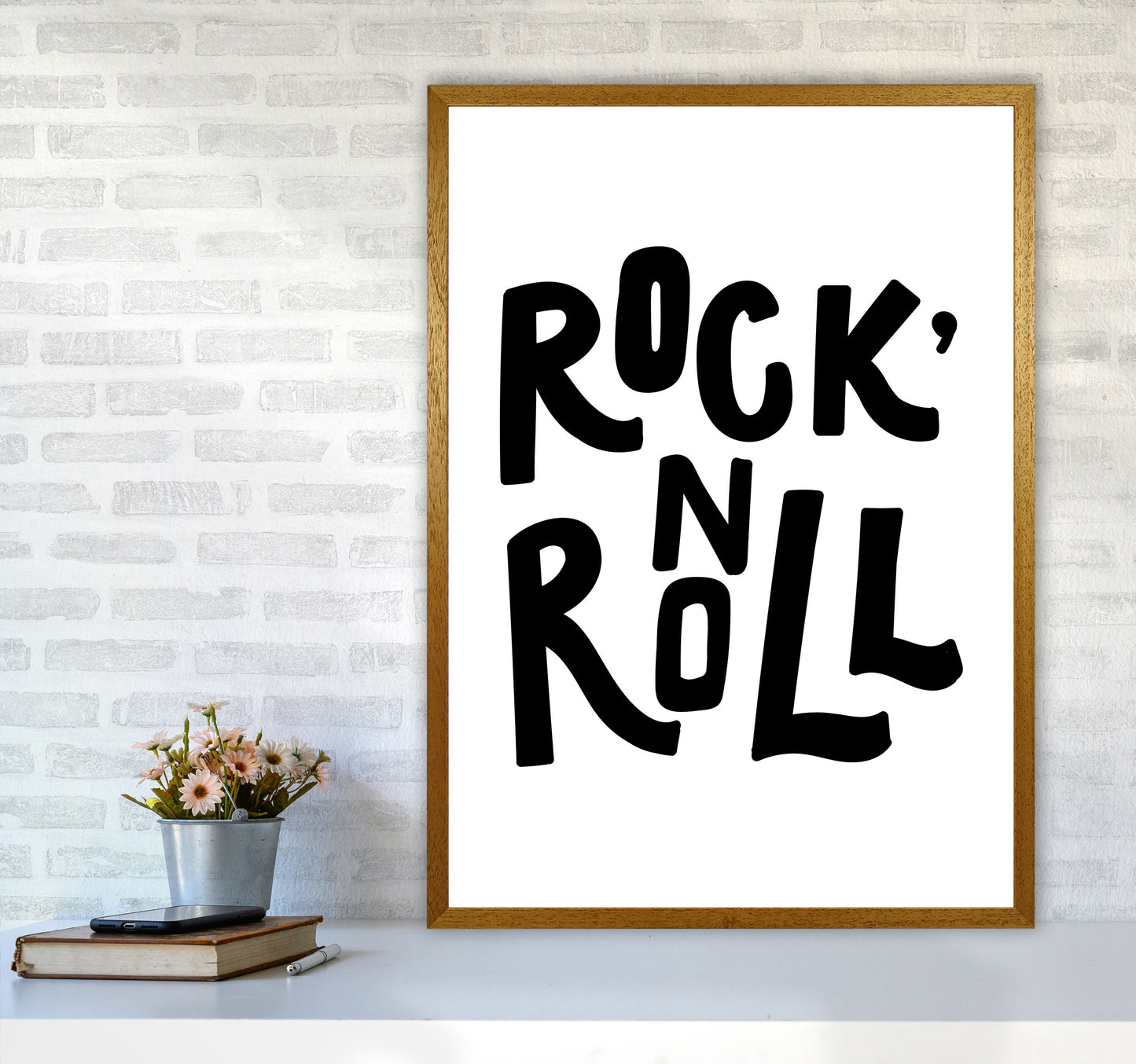Rock &#39;N Roll Black Modern Print A1 Print Only