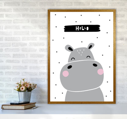 Hello Hippo Modern Print Animal Art Print A1 Print Only