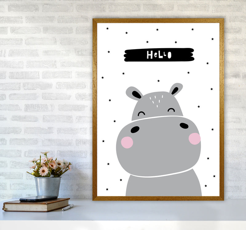 Hello Hippo Modern Print Animal Art Print A1 Print Only