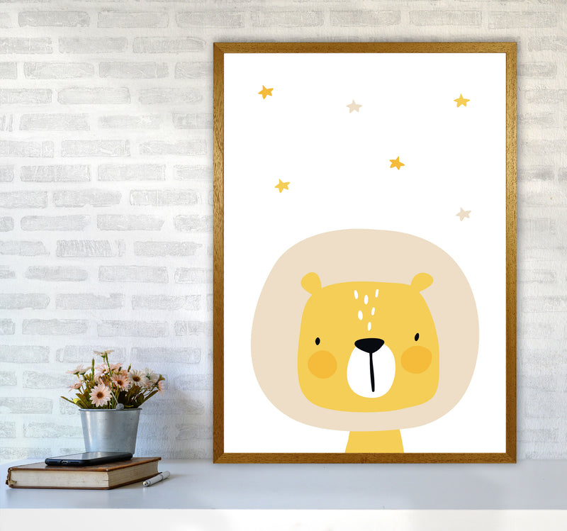 Scandi Lion And Stars Framed Nursey Wall Art Print A1 Print Only