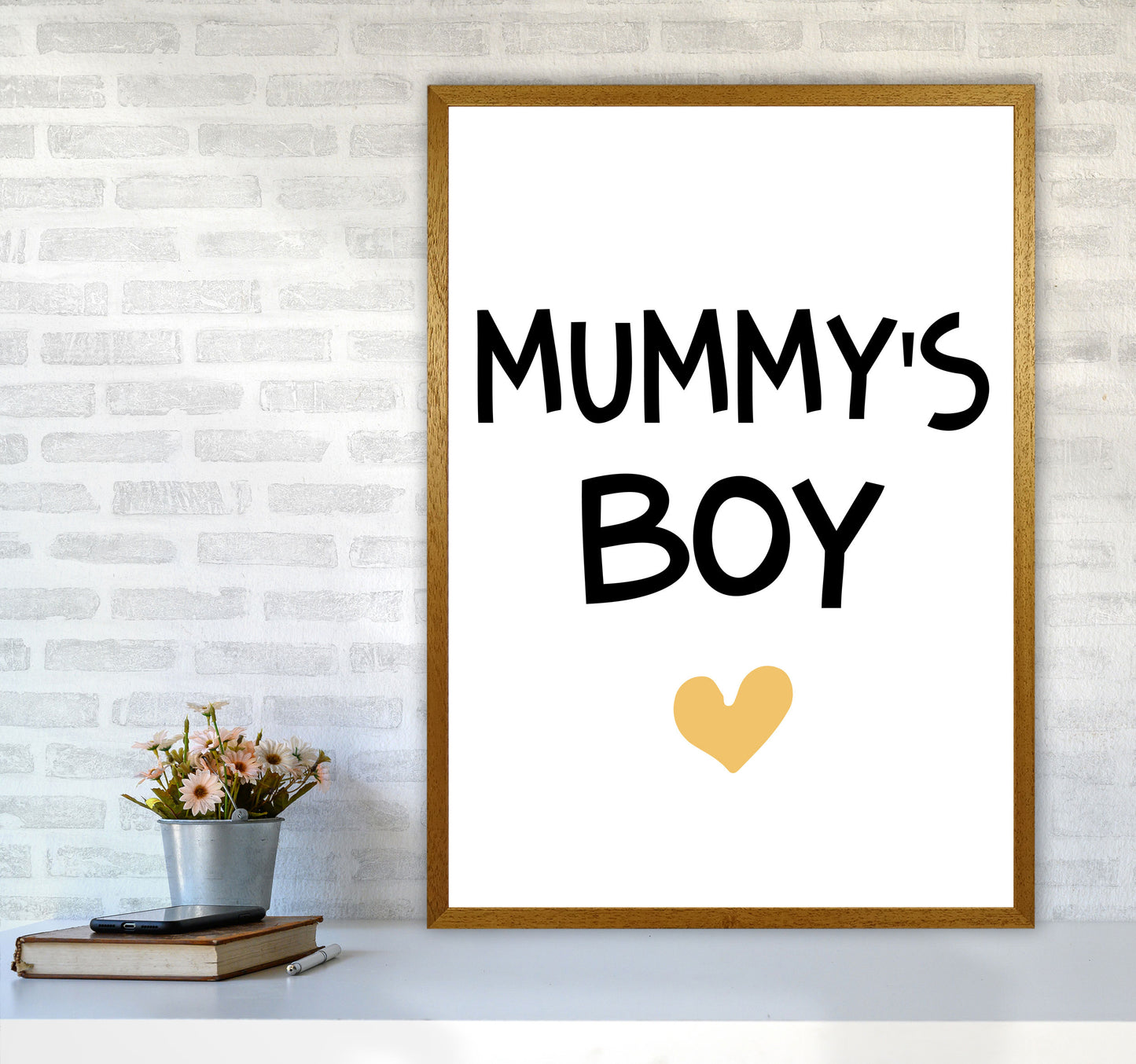 Mummy&#39;s Boy Mustard Framed Nursey Wall Art Print A1 Print Only