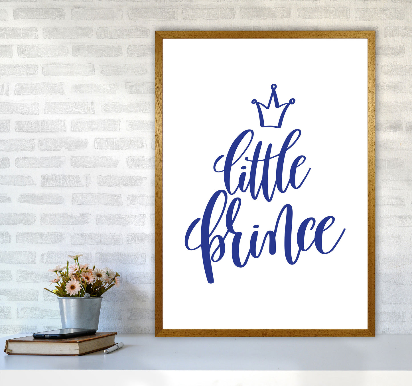 Little Prince Navy Framed Nursey Wall Art Print A1 Print Only