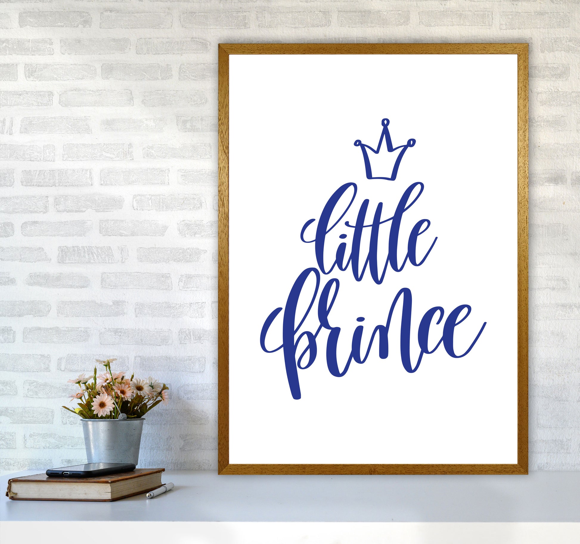 Little Prince Navy Framed Nursey Wall Art Print A1 Print Only