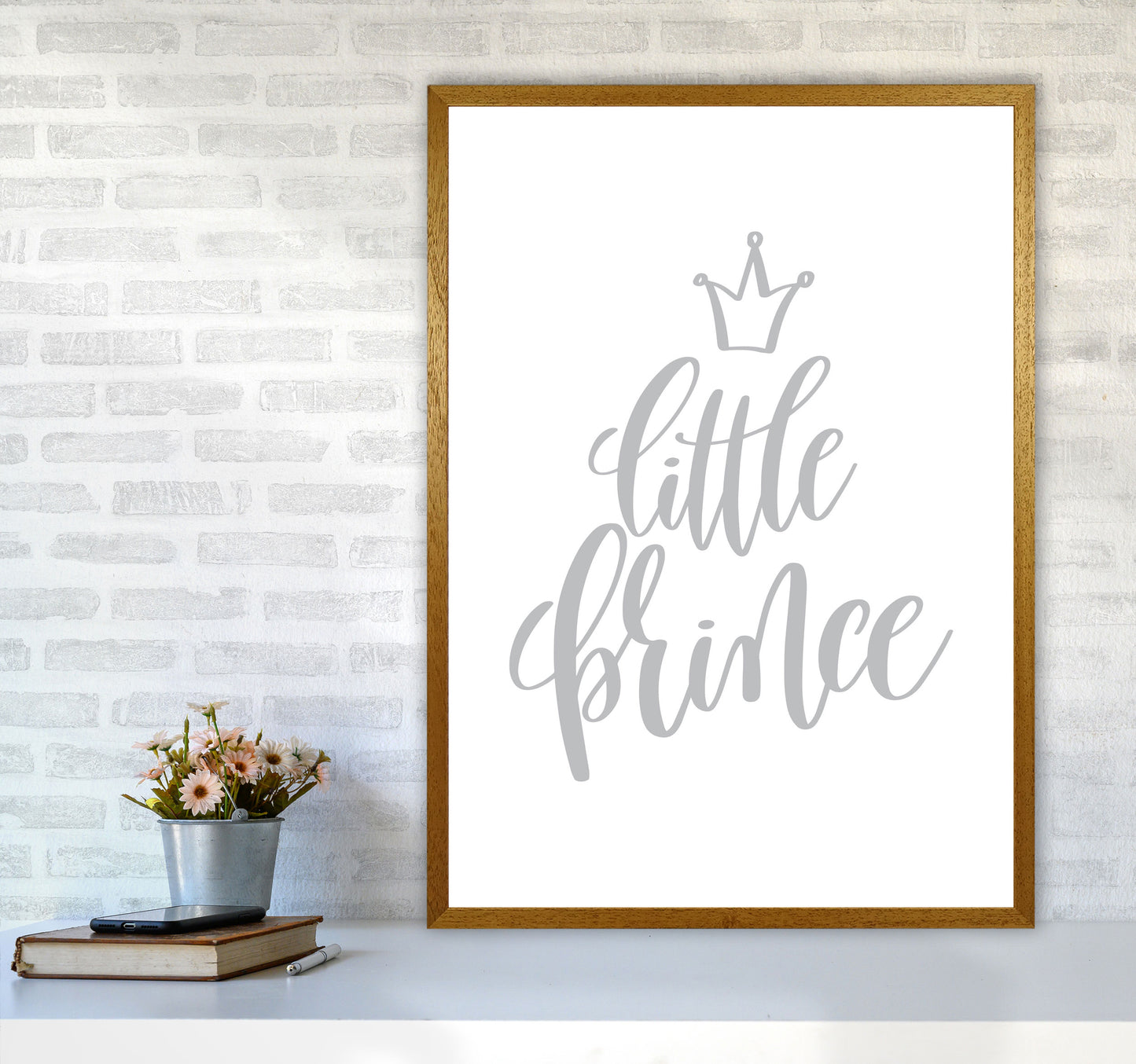 Little Prince Grey Framed Nursey Wall Art Print A1 Print Only