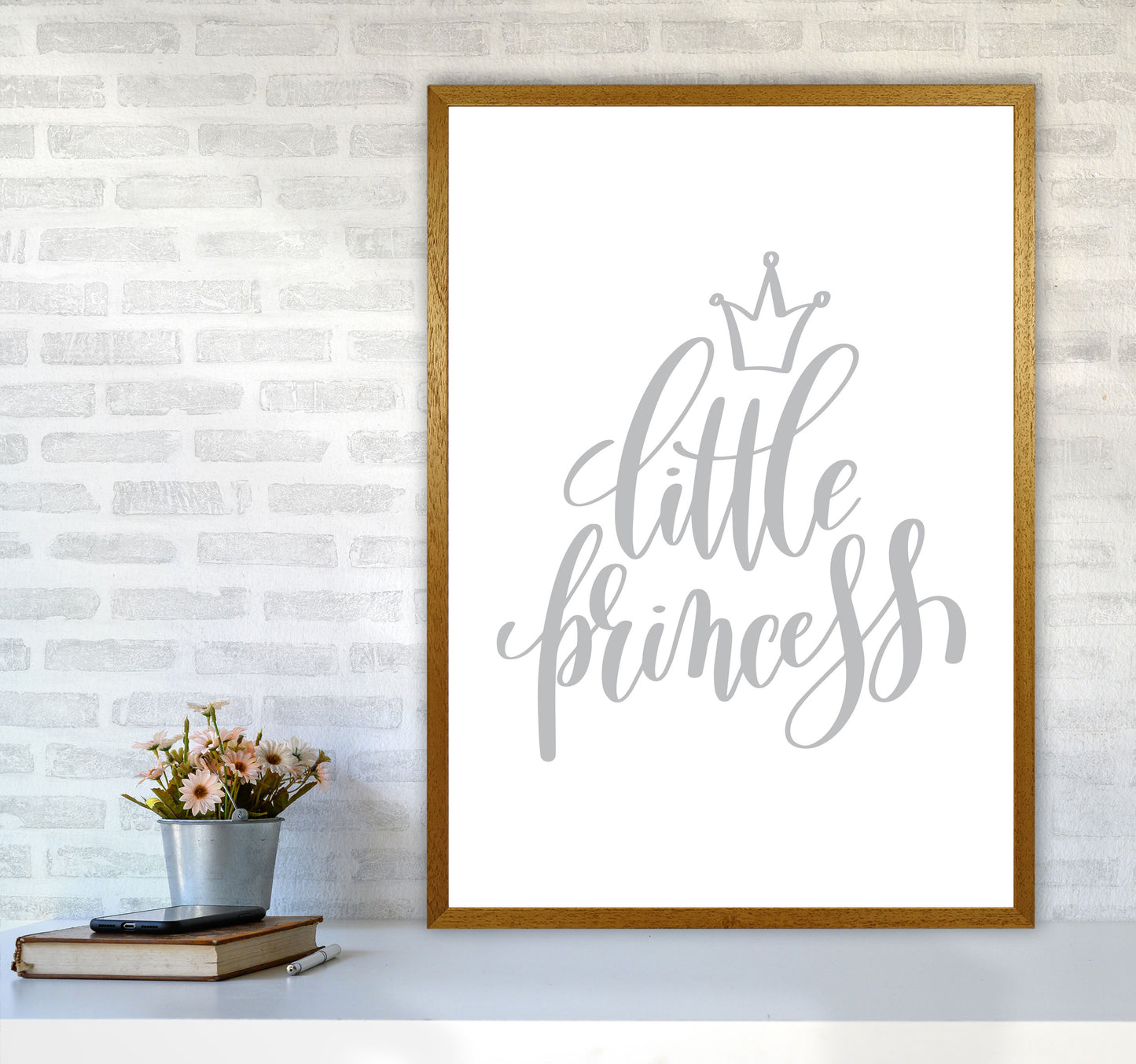 Little Princess Grey Framed Nursey Wall Art Print A1 Print Only