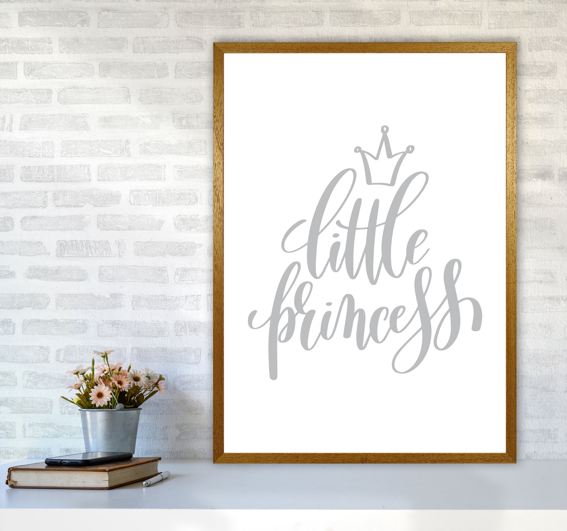 Little Princess Grey Framed Nursey Wall Art Print A1 Print Only